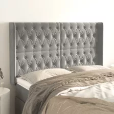   vidaXL világosszürke bársony fejtámla szárnyakkal 163x16x118/128 cm