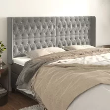   vidaXL világosszürke bársony fejtámla szárnyakkal 183x16x118/128 cm