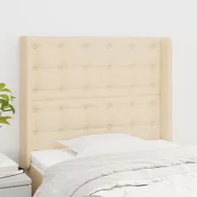   vidaXL krémszínű szövet fejtámla szárnyakkal 93x16x118/128 cm