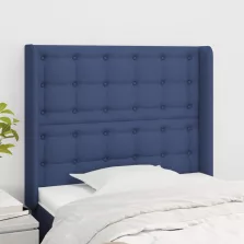 vidaXL kék szövet fejtámla szárnyakkal 103x16x118/128 cm