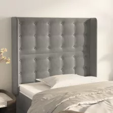   vidaXL világosszürke bársony fejtámla szárnyakkal 93x16x118/128 cm