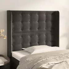   vidaXL sötétszürke bársony fejtámla szárnyakkal 93x16x118/128 cm