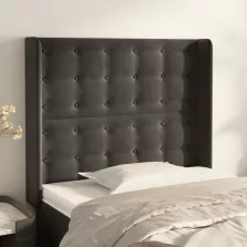   vidaXL sötétszürke bársony fejtámla szárnyakkal 103x16x118/128 cm