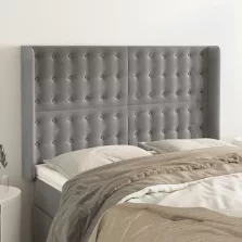   vidaXL világosszürke bársony fejtámla szárnyakkal 147x16x118/128 cm