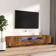   vidaXL 2 részes füstös tölgy színű fa TV-szekrény szett LED-lámpákkal