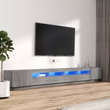   vidaXL 3 részes szürke sonoma színű fa TV-szekrény szett LED-lámpákkal