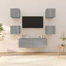 vidaXL szürke sonoma színű fali TV-szekrényszett
