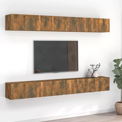 vidaXL 8 db füstös tölgy színű szerelt fa TV-szekrény 60 x 30 x 30 cm