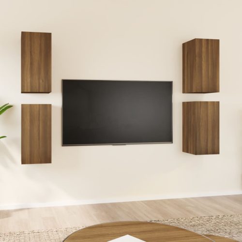 vidaXL 4 db barna tölgyszínű szerelt fa TV-szekrény 30,5 x 30 x 60 cm