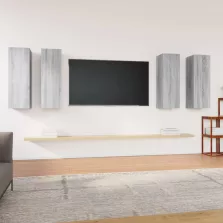   vidaXL 4 db szürke sonoma színű szerelt fa TV-szekrény 30,5x30x90 cm