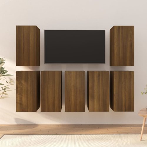 vidaXL 7 db barna tölgyszínű szerelt fa TV-szekrény 30,5 x 30 x 60 cm