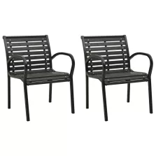 vidaXL 2 db fekete acél és WPC kerti szék