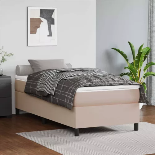 vidaXL cappuccino színű műbőr rugós ágykeret 100x200 cm
