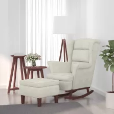 vidaXL Krém Bársony és Tömörfa Hintaszék