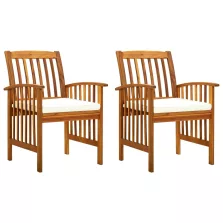 vidaXL 2 db tömör akácfa kerti étkezőszék párnával