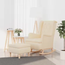   vidaXL krémszínű szövet karosszék hintalábakkal és lábtartóval