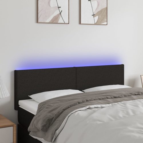 vidaXL fekete szövet LED-es fejtámla 144x5x78/88 cm