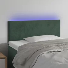   vidaXL sötétzöld bársony LED-es fejtámla 80 x 5 x 78/88 cm