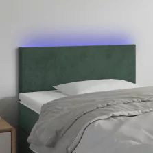 vidaXL sötétzöld bársony LED-es fejtámla 90x5x78/88 cm