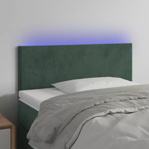 vidaXL sötétzöld bársony LED-es fejtámla 90x5x78/88 cm