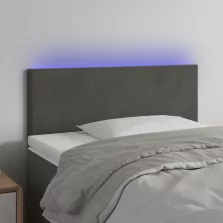   vidaXL sötétszürke bársony LED-es fejtámla 100x5x78/88 cm
