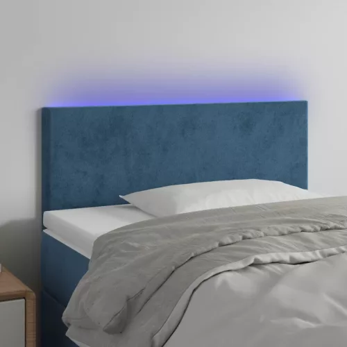 vidaXL sötétkék bársony LED-es fejtámla 100x5x78/88 cm