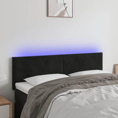 vidaXL fekete bársony LED-es fejtámla 144x5x78/88 cm