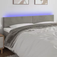   vidaXL világosszürke bársony LED-es fejtámla 200x5x78/88 cm