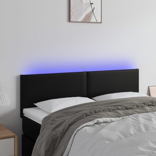 vidaXL fekete műbőr LED-es fejtámla 144 x 5 x 78/88 cm