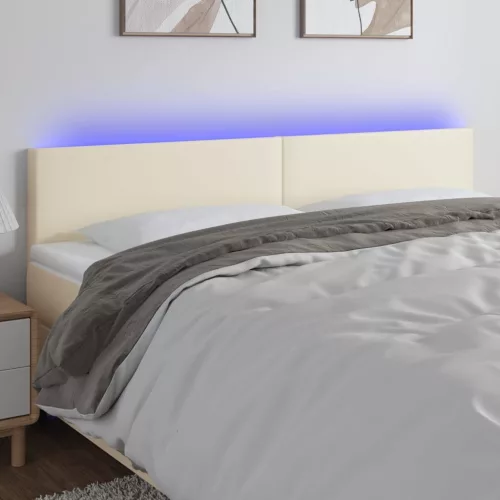 vidaXL krémszínű műbőr LED-es fejtámla 200 x 5 x 78/88 cm