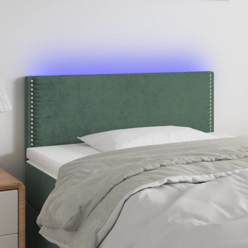 vidaXL sötétzöld bársony LED-es fejtámla 100x5x78/88 cm