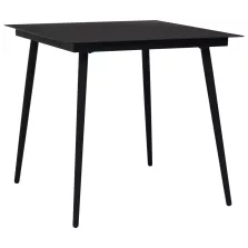   vidaXL fekete acél és üveg kerti étkezőasztal 80 x 80 x 74 cm