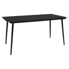   vidaXL fekete acél és üveg kerti étkezőasztal 190 x 90 x 74 cm