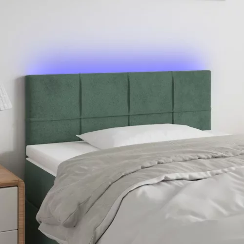 vidaXL sötétzöld bársony LED-es fejtámla 80 x 5 x 78/88 cm