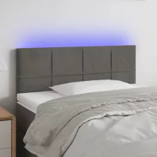   vidaXL sötétszürke bársony LED-es fejtámla 90x5x78/88 cm