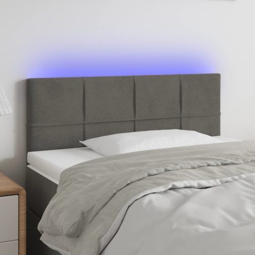 vidaXL sötétszürke bársony LED-es fejtámla 90x5x78/88 cm