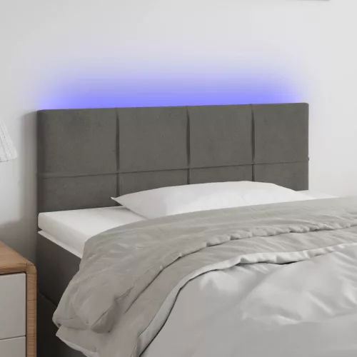 vidaXL sötétszürke bársony LED-es fejtámla 90x5x78/88 cm