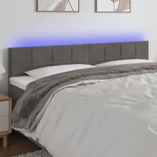   vidaXL sötétszürke bársony LED-es fejtámla 200x5x78/88 cm