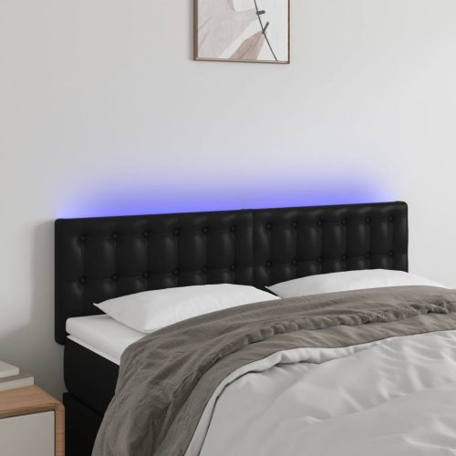 vidaXL fekete műbőr LED-es fejtámla 144 x 5 x 78/88 cm