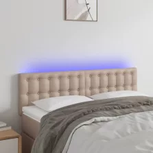   vidaXL cappuccino színű műbőr LED-es fejtámla 144 x 5 x 78/88 cm