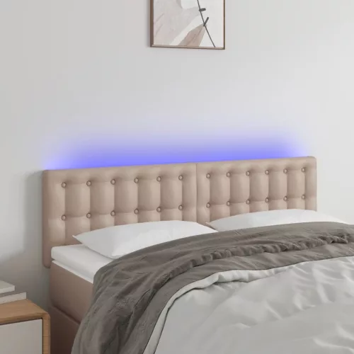 vidaXL cappuccino színű műbőr LED-es fejtámla 144 x 5 x 78/88 cm