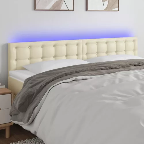 vidaXL krémszínű műbőr LED-es fejtámla 160 x 5 x 78/88 cm