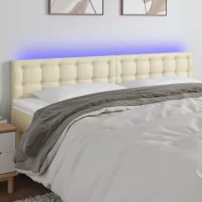   vidaXL krémszínű műbőr LED-es fejtámla 180 x 5 x 78/88 cm