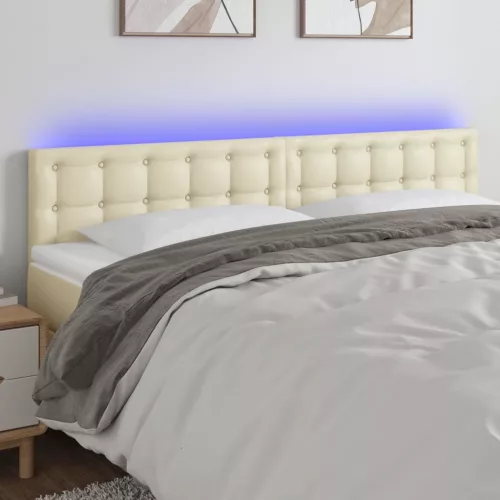 vidaXL krémszínű műbőr LED-es fejtámla 180 x 5 x 78/88 cm