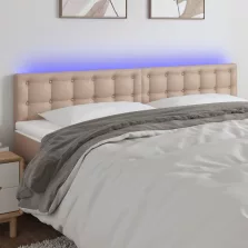   vidaXL cappuccino színű műbőr LED-es fejtámla 200 x 5 x 78/88 cm