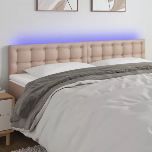 vidaXL cappuccino színű műbőr LED-es fejtámla 200 x 5 x 78/88 cm