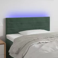 vidaXL sötétzöld bársony LED-es fejtámla 100x5x78/88 cm