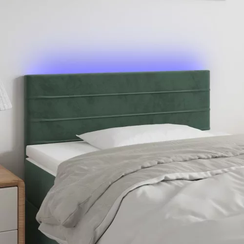 vidaXL sötétzöld bársony LED-es fejtámla 100x5x78/88 cm