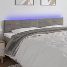   vidaXL világosszürke bársony LED-es fejtámla 200x5x78/88 cm