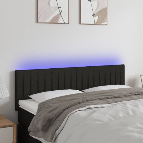 vidaXL fekete szövet LED-es fejtámla 144x5x78/88 cm